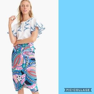 J Crew Tie Back Tulip Ratti Print Midi Skirt $148